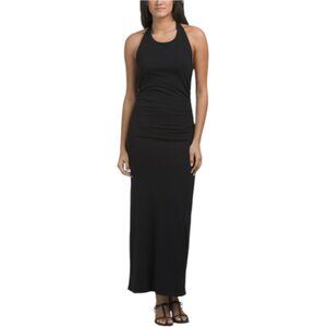 KALI FASHIONS Halter Neck Ruched Maxi Dress